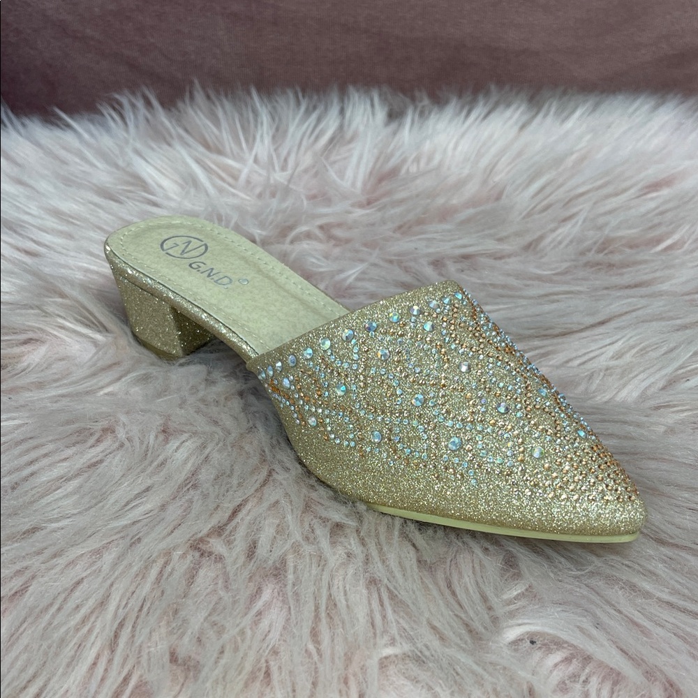 Sparkling Gold Embellished Mules - Picture 6 of 8